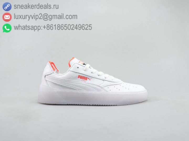 Puma Cali-o Unisex Low Sneakers White Leather Orange Size 36-44